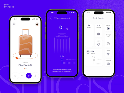 Smart Suitcase App android app design app app design app ui bag bagpack design flights ios app design luggage mobile mobile app mobile app design smart app smart suitcase smart system suitcase ui ui design