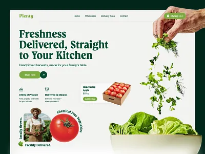 Plenty — Grocery Online Store Website UI/UX Design delivery service e commerce ecommerce ecommerce design food order fresh grocery ux grocery grocery ecommerce grocery shopping grocery store header healthy groceries hero section design homepage online grocery online shop online store uiux design website website design