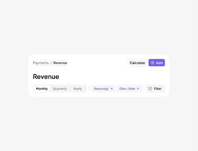 Revenue Overview UI – Clean Finance Component admin clean component dashboard fintech graphic design minimal revenue statistics switcher tabs ui