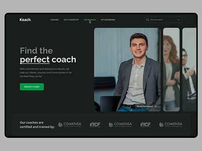 Coach Website Interaction animation clean design coach coaching website dark mode design ibrahim ibrahim khalil illustration interaction prototype responsive design trend typography ui ux web design