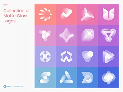 Frosted Glass Logos 3d blockchain branding crypto design frosted gaming glass gradient icon identity isometry lettering liquid logo tech web3