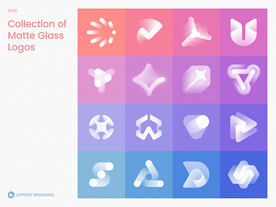 Frosted Glass Logos 3d blockchain branding crypto design frosted gaming glass gradient icon identity isometry lettering liquid logo tech web3
