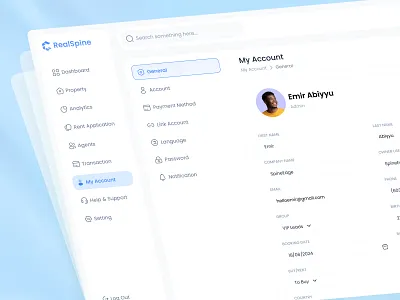 Realestate Dashboard - My Account Page UI Design analytics analytics dashboard b2b crm custom dashboard dashboard dashboard stats design interface my account product design proptech real estate realestate dashboard saas ui design uiux web app webapp design