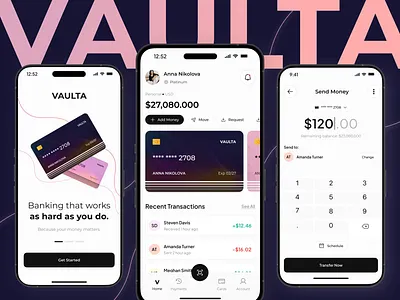 Vaulta – Mobile Banking Experience banking app concept design finance fintech mobile app mobile design product design ui ux