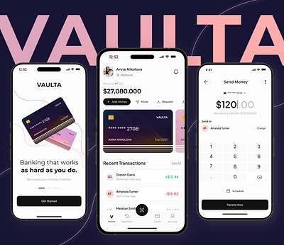 Vaulta – Mobile Banking Experience banking app concept design finance fintech mobile app mobile design product design ui ux