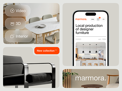 Marmora bento — Local production of designer furniture concept bento e commerce graphic design minimalistic ui uiux