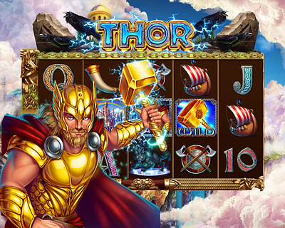 Online slot machine Thor 2d gameart animation blackjack casino character design developers digital art entertainment gambling game art game design gamedev gaming gaming industry igaming jackpot motion graphics slot design slotmachines slots