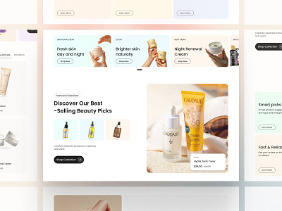 Cosmetic Website Design With AI Chatbot ai chat ai chatbot ai commerce ai website design beauty clinic beauty product beauty salon beauty website cosmetic website cosmetic website design ecommerce landing page ecommerce website design figma logo shopify store shopping website skin care website ui