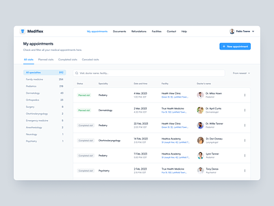 Medical Dashboard - Doctor's Appointments b2b saas file management files saas health saas healthcare healthcare system interface design management system medical medical app medical web app semiflat web app web saas
