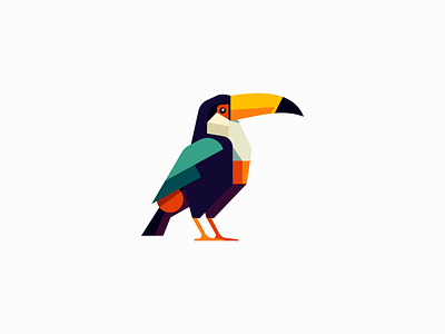 Geometric Toucan Logo animal bird branding colorful colors cute design geometric holiday icon identity illustration logo mark nature premium symbol toucan travel vector