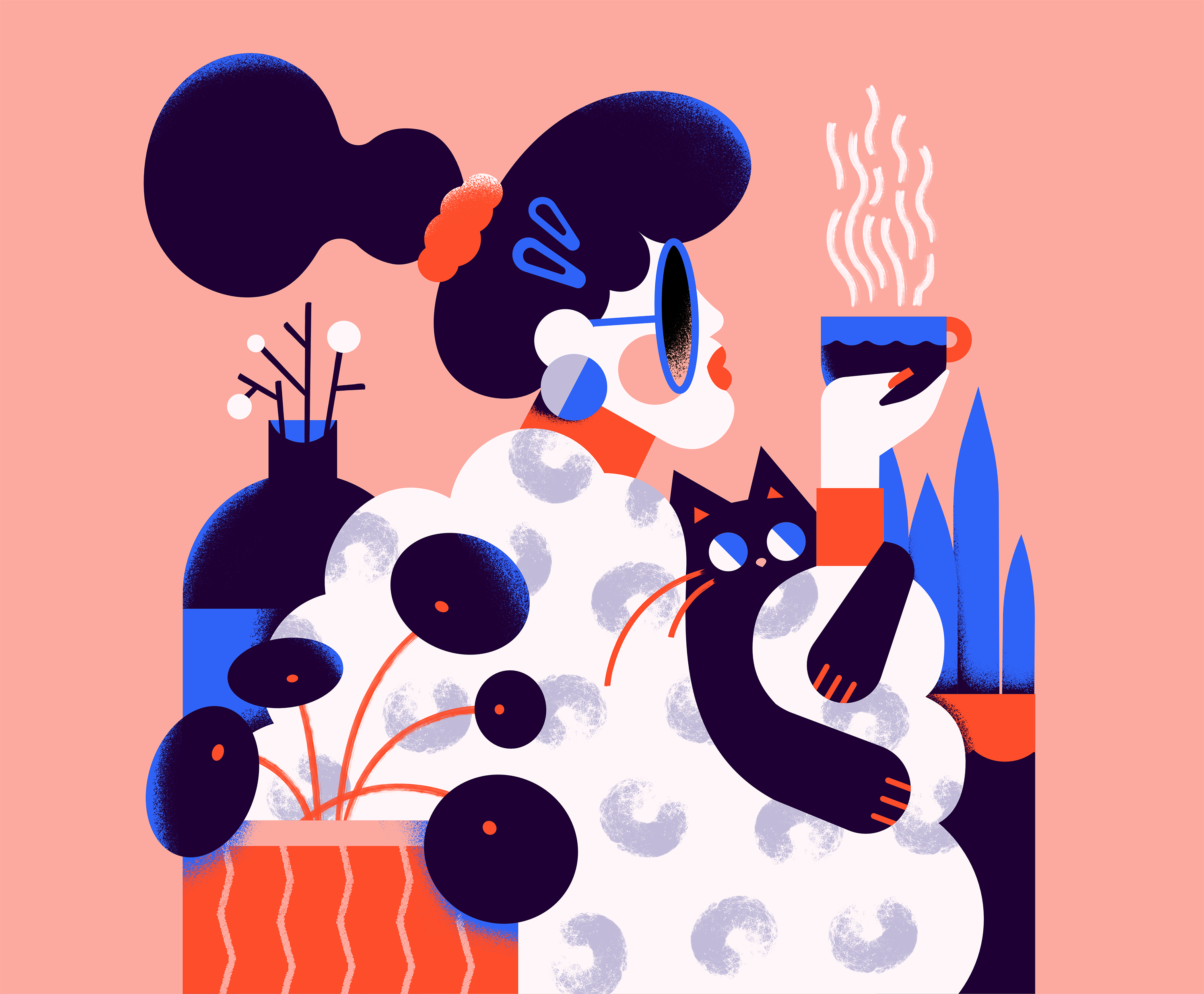 DTIYS #1 - Morning coffee affinity designer art cat coffee colorful design digital illustration digitalart flat flatillustration illustration illustrator plants vector vector illustration vectorart