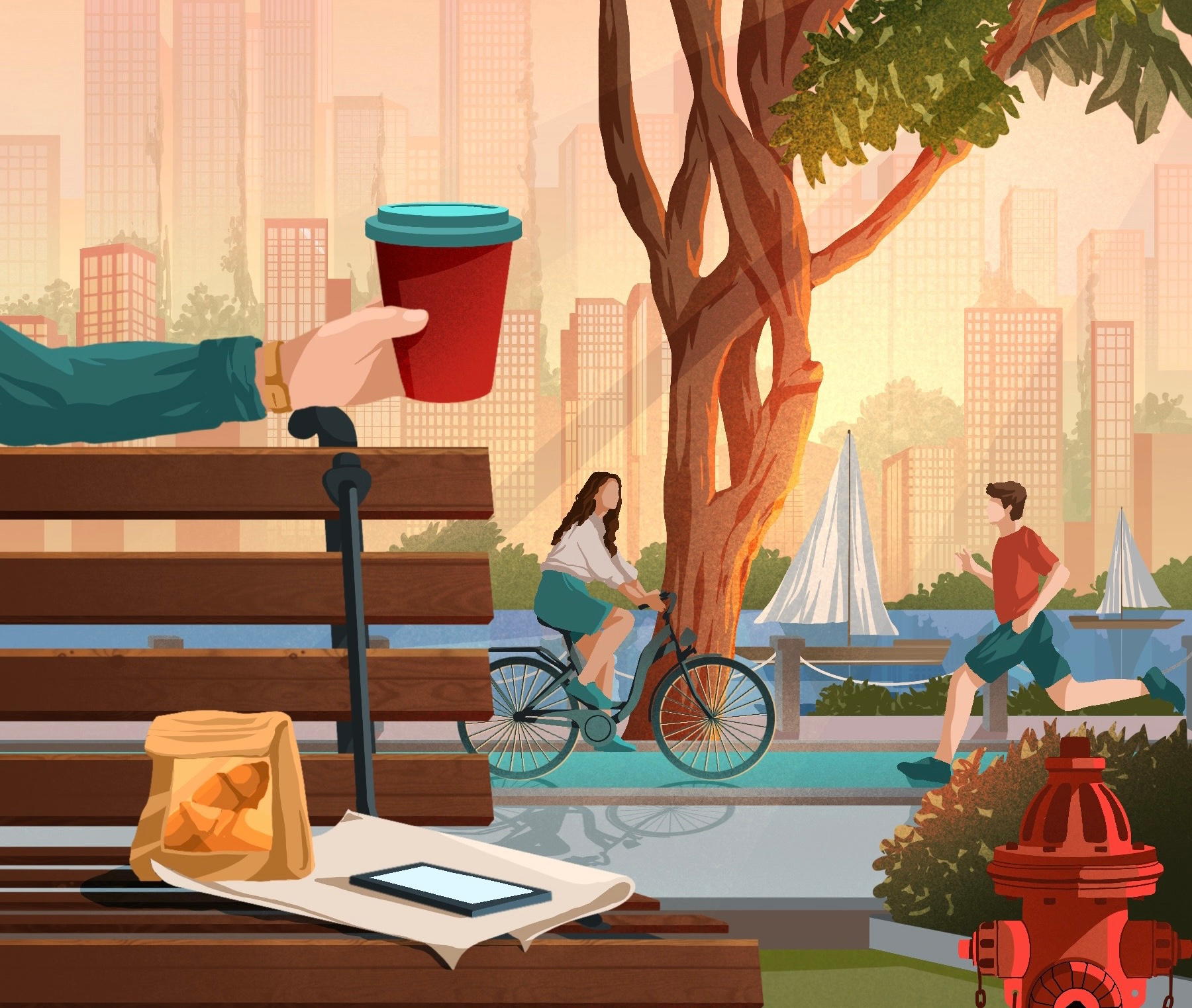 Morning architecture artwork breakfast city design life morning routine