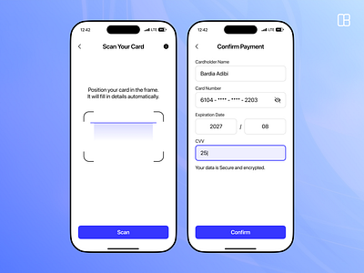 Bank card scan - UI Design app app design app ui bank bank card bank card scan bank info card card scan debit finance financial info light mode minimal ui scan scanning text field ui ux