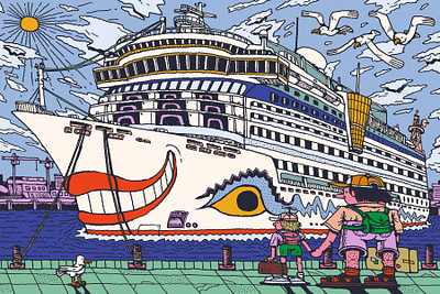 Melcher Oosterman for Berliner Zeitung conceptual illustration cruise cruiseship editorial illustration holiday illustration illustrationart illustrationartist illustrationzone illustrator melcher oosterman ship travel trip
