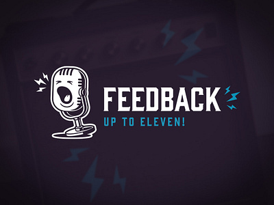 Music Store Logo cartoon feedback funny illustrative logo mascot microphone music retro store vintage