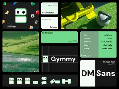 Gymmy Moodboard branding color dashboard design dm sans green moodboard ui visual design
