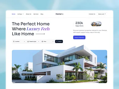 Real Estate Website apartment broker corporate website design hero homes houses properties property property website design real estate real estate landing page real estate website real estate website design realtor startup ui web design webdesign
