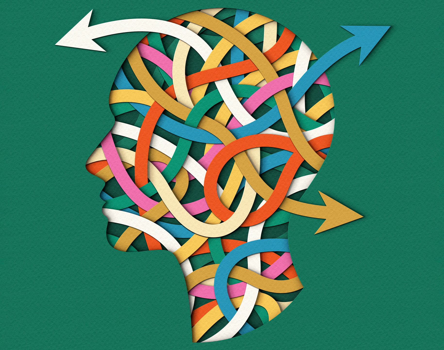 Overwhelm - ADHD Illustrations adhd arrows conceptual illustration design direction editorial executive dysfunction illustration mental health mental noise neurodivergence neurodivergent neurodiversity paper craft task paralysis