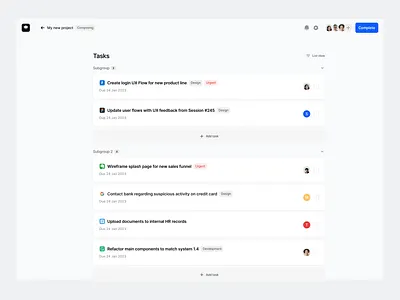 Stratis UI - Task list app avatar cards clean design details interface layout list manage menu minimal navigation project settings simple task ui ux web