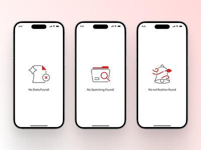 Empty State Screens - No Data/No Searching/Empty Notification app design empty screens empty states figmadesign mobile app no any news found no data no data found no internet connection no notifications found no result found no searching found something went wrong ui ux