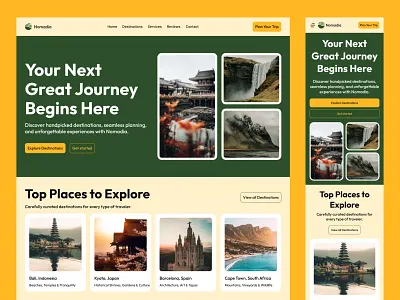 Nomadia 🗺️ – Online Travel Agency Landing Page figma design figma site ota website tour agency website travel agency landing page ui ux