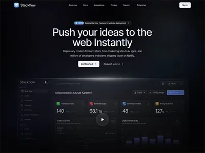 Stackflow Landing Page clean dark design figma modern saas ui ux webdesign webflow