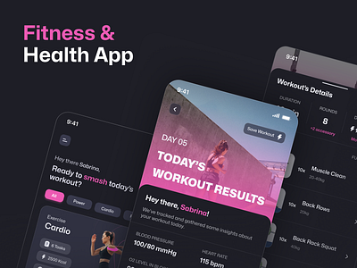 Bolt Active- Women Health & Fitness App app card dashboard fitness health mobile mockup nav bar period tags ui ux women workout