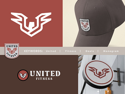 Identity Design - United Fitness badge design branding brandmark fitness gym illustration lettering logo logo design logos military patch print retro shield signage strong trainer vintage wings