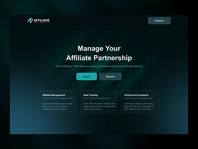 Affiliate partnership affiliate affiliate partnership dark theme designer hero landing page modern partnership product ui uiux website