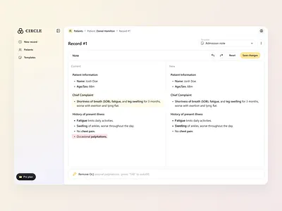 AI Medical Scribe - Web App ai chat ai note ai scribe flashcard medical medical app patient ai ui ux web app