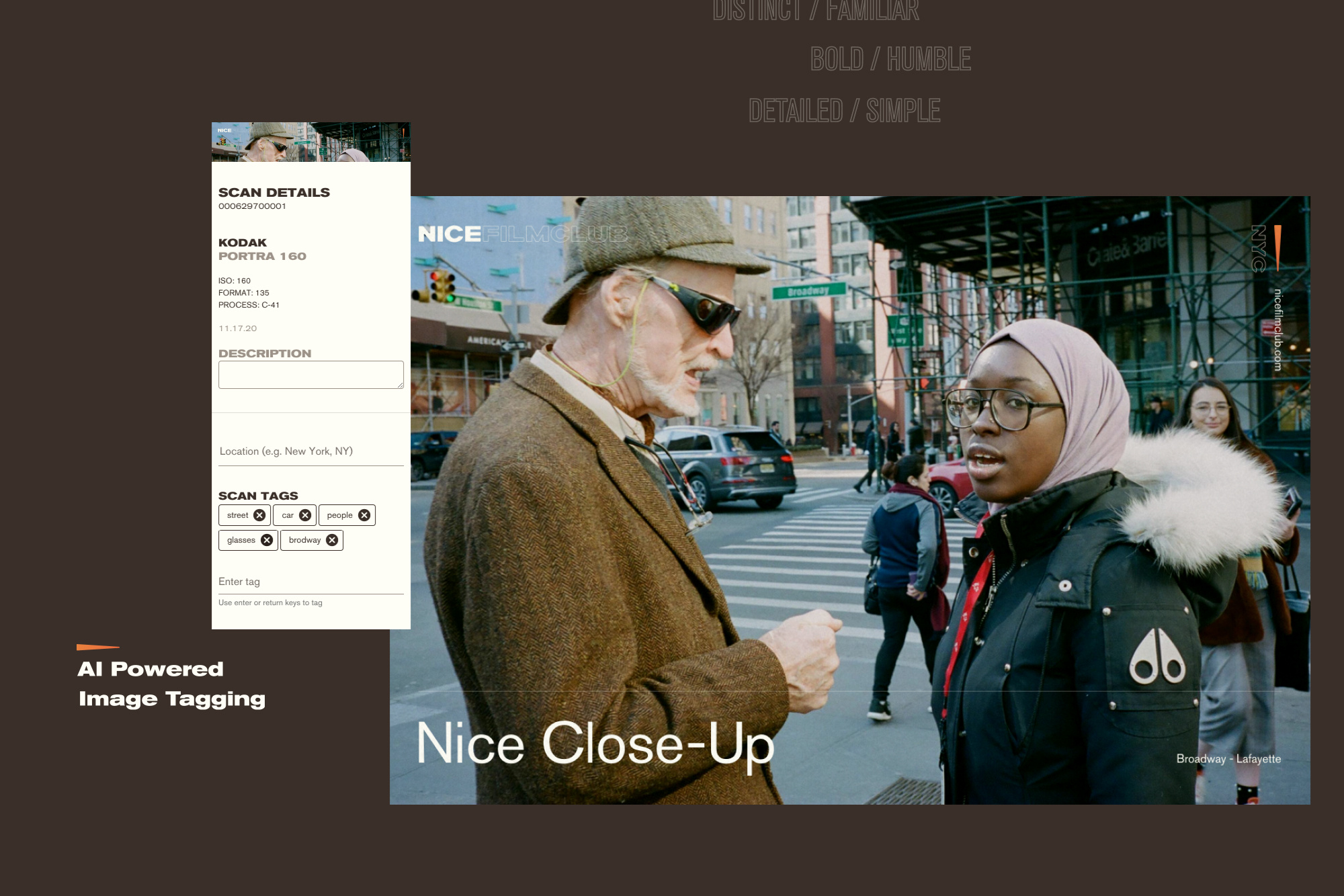 Nice Film Website dark design lo fi photo uidesign web app