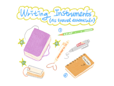 Writing Instruments as Travel Essentials art artwork ballpen design diary essential handwriting handwritten illust illustration instrument ipad note number pen pencil photoshop travel tweetyheather writing