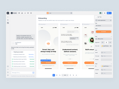 SaaS UI for Visual App Builder – Codeplatform Interface ai app builder app builder builder clean design dashboard design dev tool developer tool interface design low code builder no code product design saas tool ui design web app web application web design web ui