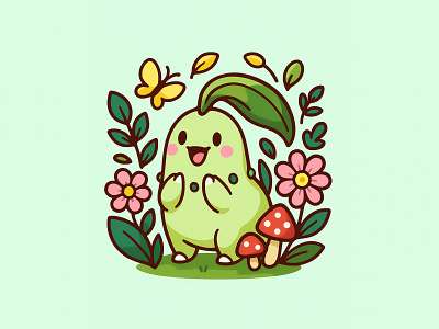 Whimsical Green Bean Creature eco friendly design