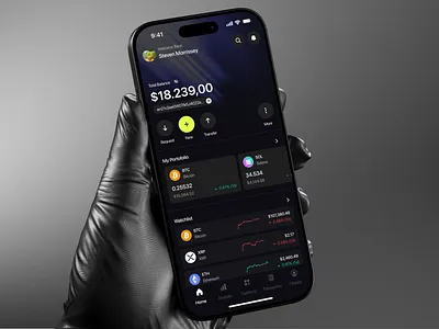 Vaulta – Crypto Wallet & Trading App analytics application bitcoin blockchain crypto crypto app crypto dashboard cryptocurrency currency dark mode e wallet figma finance mobile app mobile banking app mobile ui product design trading wallet wallet app
