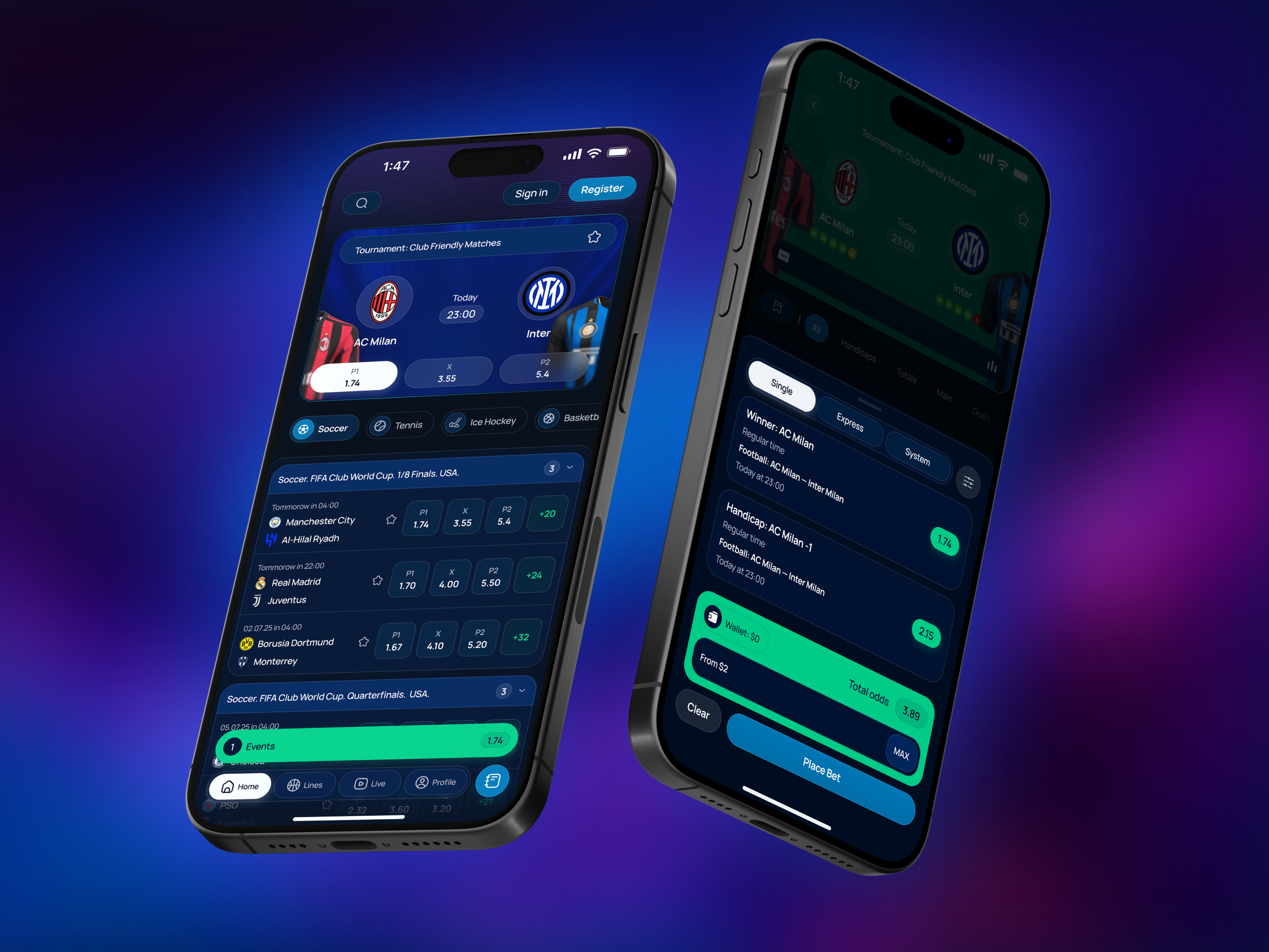 Sports betting app bets betslip betting betting app betting application casino casino betting dark mode esports football live soccer modern sports odds sports sports app sports application sports betting stats ui ux