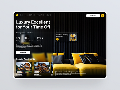 Luxury Real Estate Website UI – Stylish Booking Interface🏡 apartmentbooking bookingplatform clean cleanui darkthemeui landing page luxurywebdesign modern design propertylisting real estate realestateui responsivedesign rompweb travelui trendy web design uiux villarental web design web trends webinterface