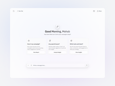 Glassy AI Chatbot UI - Marketing Teams ai ai chat app assistant bot design branding chat chatbot dailyui dashboard design gen ai logo marketing product design ui ux web design