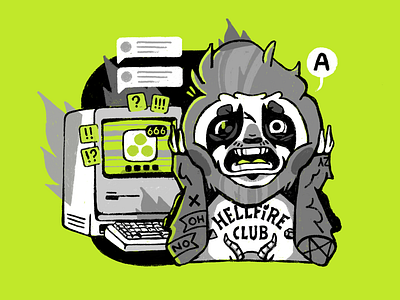 I'm on fire 2023 apple asana character illustration procreate sloth stolz stranger things