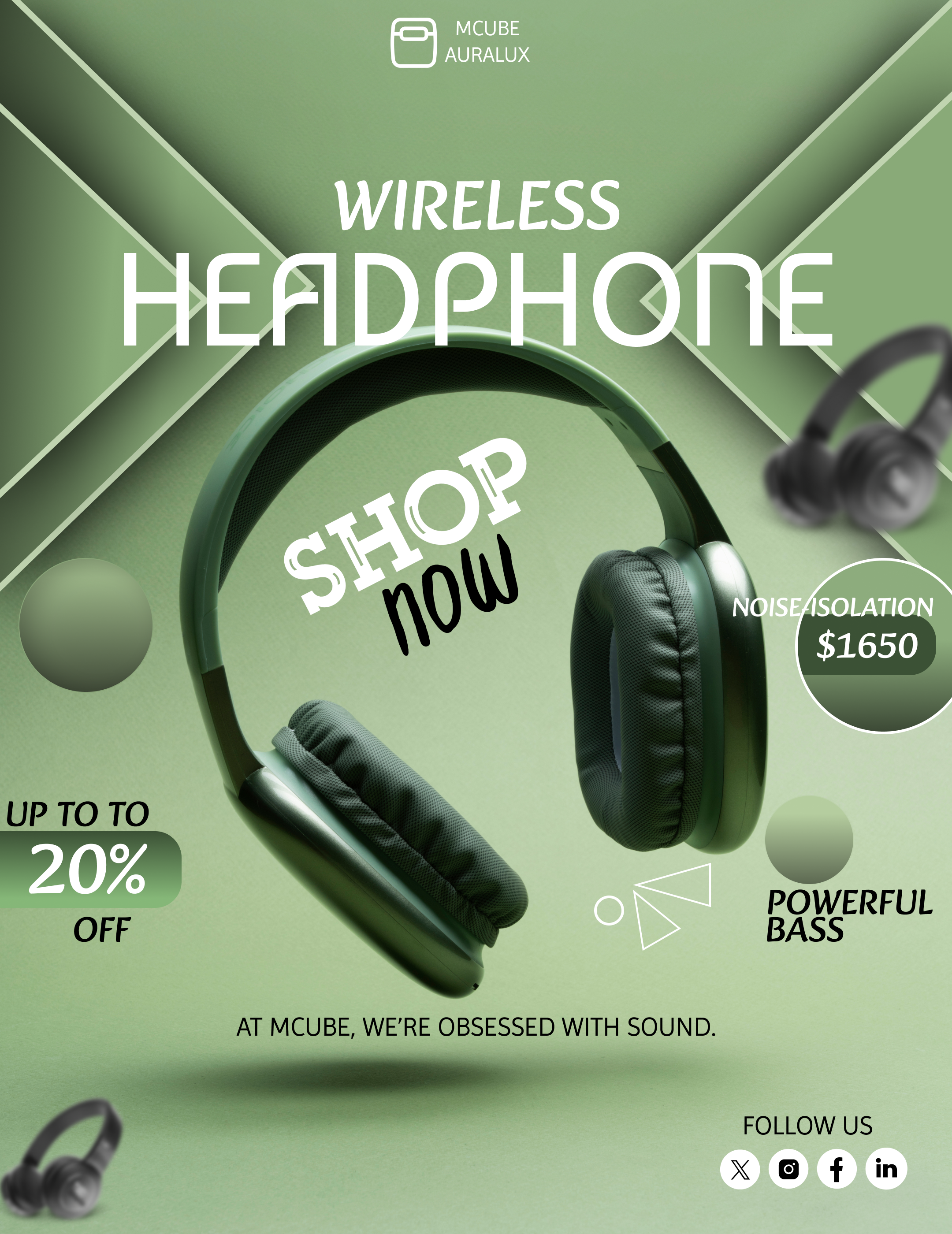 Headphone Poster Design 3d animation branding design figma graphic design illustration logo tech flyer ui website