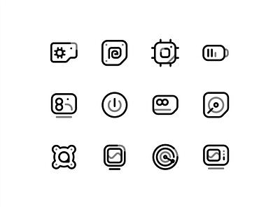Tech Icons :) app branding chip design homepage icon illustration interface logo mobile round service simple technology twotone ui unique user vector website