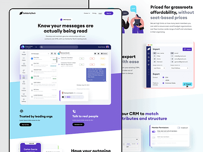 solidarity: crm software webpage, webflow design analytics b2b b2c community crm data design integrations landing page meeting payments saas schedule software ui web webflow webflow design webpage website