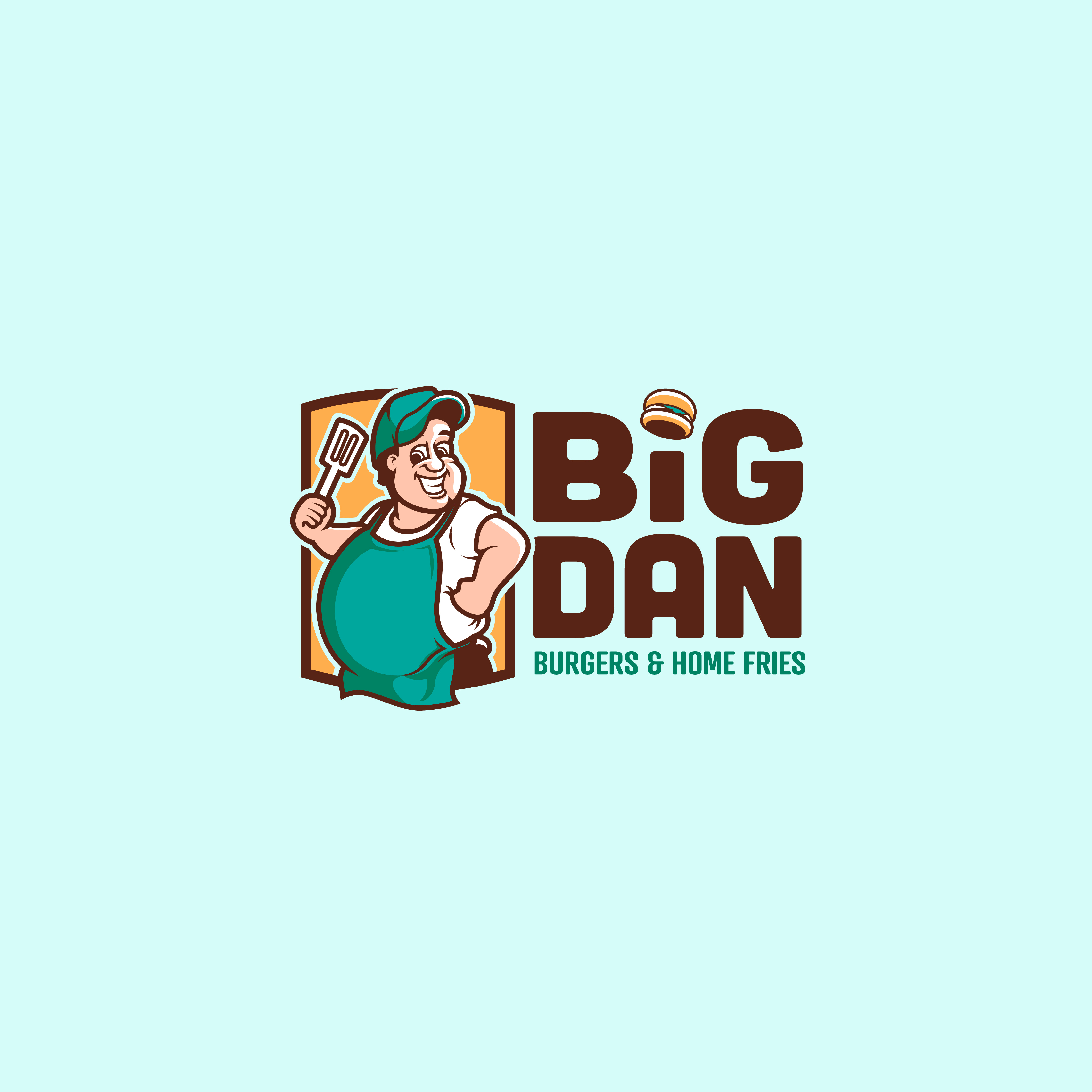 Big Dan Burgers & Fries big branding burgers cart character dan design fat fries graphic design guy home illustration illustrator logo shop typography vector