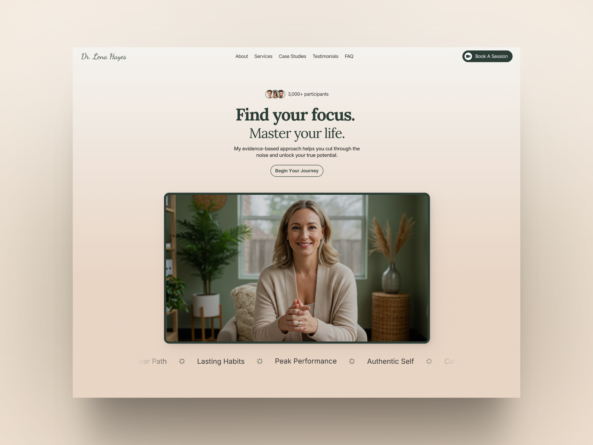 Framer Website for Modern Therapists & Wellness Coaches art direction