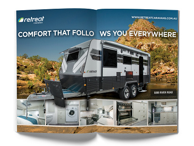 Retreat Caravans Magazine Spread ad graphic graphic design magazine advertisement marketing