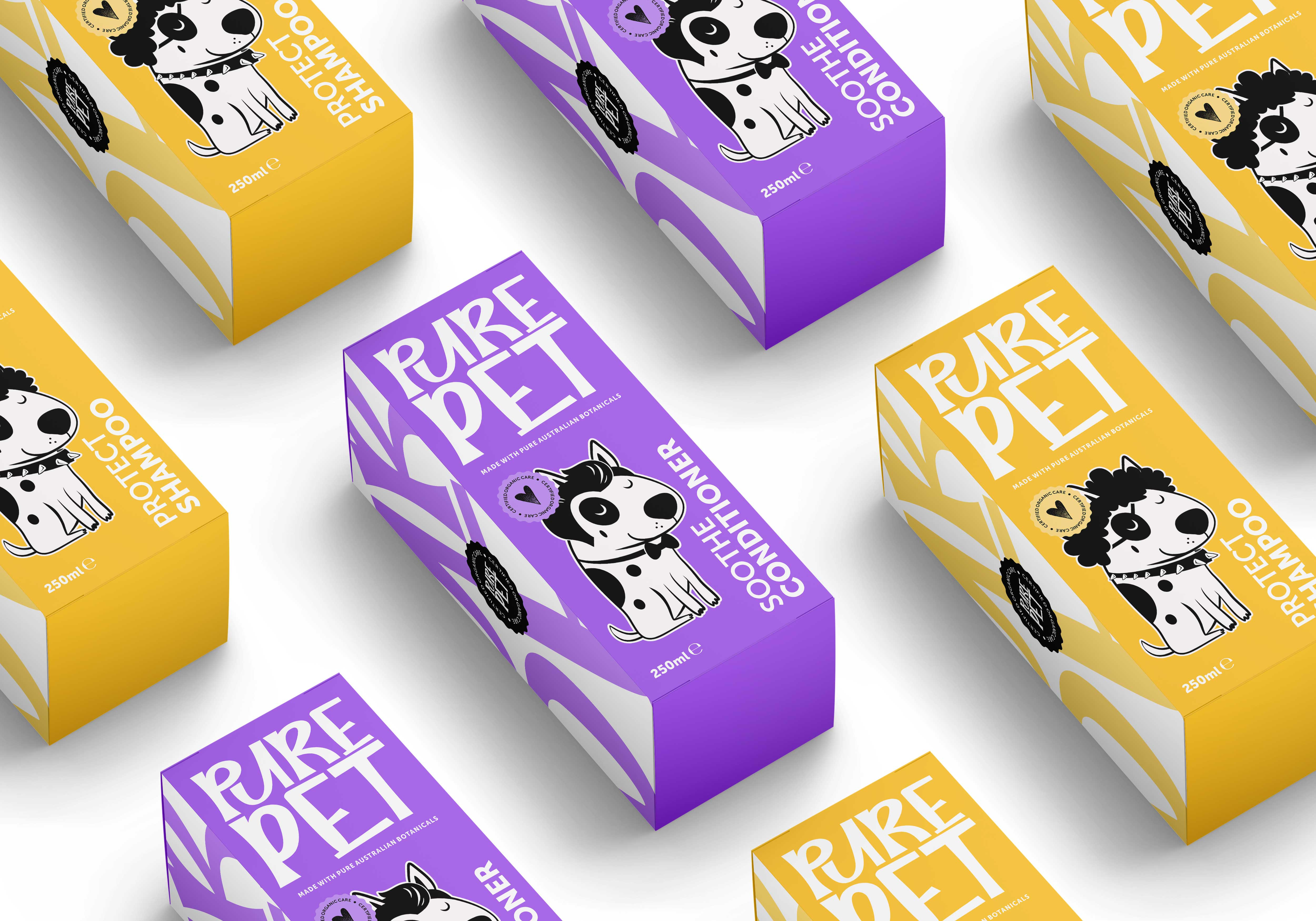 Pure Pet Australia – Branding & Packaging Design adobe illustrator brand identity branding cosmetics packaging graphic design illustration packaging design pet cosmetics pet shampoo design pet skincare pet skincare design visual design
