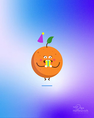 Birthday Orange mood 2d animated gif animation illustration motion design motion graphics vector