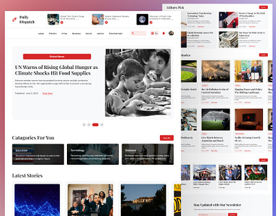 Daily Newspaper UI/UX Landing Page electronic newspaper landing page latest news magazine news newspaper ui ui design uiux user experience user interface ux ux design web design website design