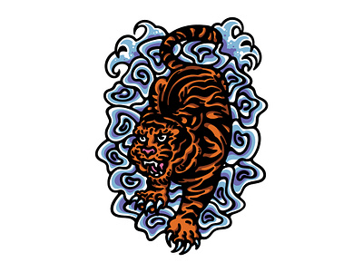 Rezareez animal illustration clothing brand custom illustration illustrator tattoo tattoo style tiger tiger graphic vintage vintage design