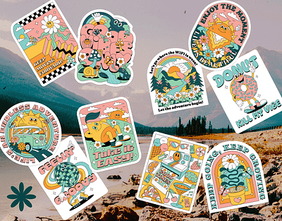 Retro-Inspired Branding and Apparel Design 70s illustration 80s design apparel design branding colorful illustration fun and bold funky graphic design groovy happy illustration illustration mascot branding mascot illustration mascot logo mascots merch design playful design sticker design t shirt design vector illustration